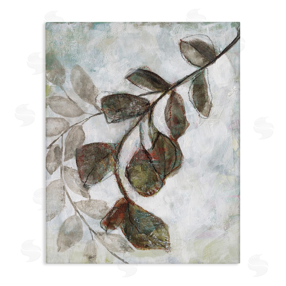 Jennifer Goldberger Fall Season Tree Branches Soft Sketch Leaves Canvas Wall Art