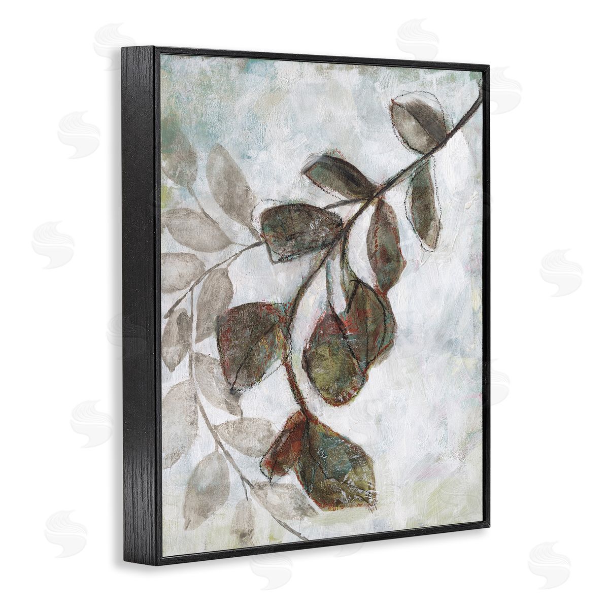 Jennifer Goldberger Fall Season Tree Branches Soft Sketch Leaves Black Framed Giclee Wall Art