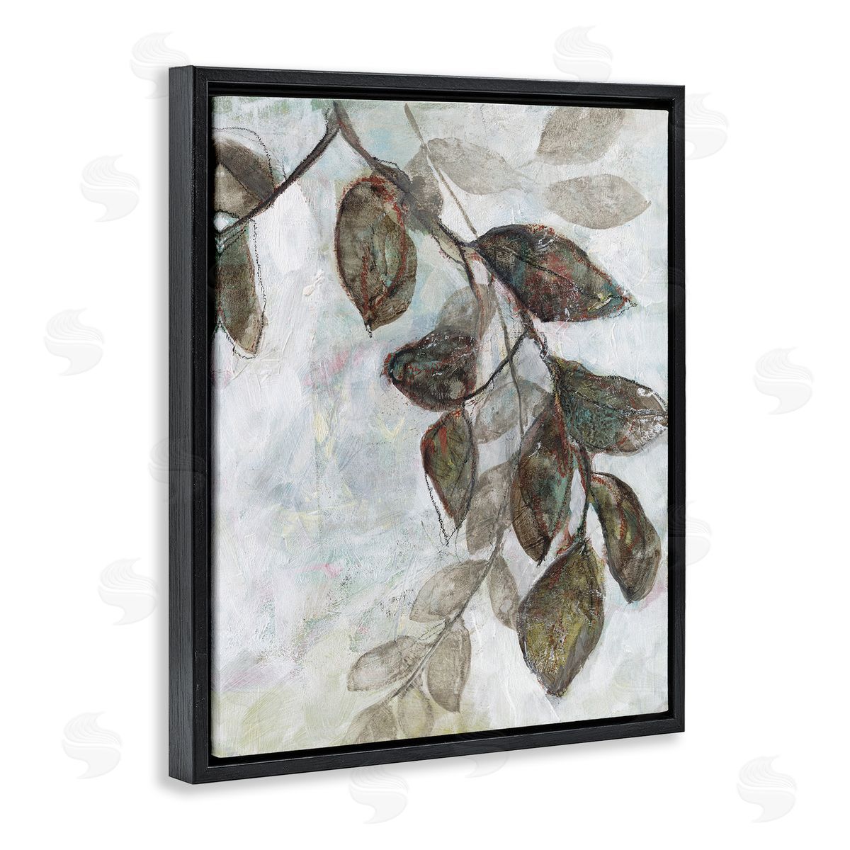 Jennifer Goldberger Dark Brown Tree Branches Abstract Sketch Leaves Black Floater Frame Canvas Art