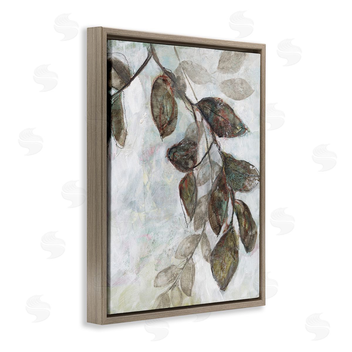 Jennifer Goldberger Dark Brown Tree Branches Abstract Sketch Leaves Brown Floater Frame Canvas Art