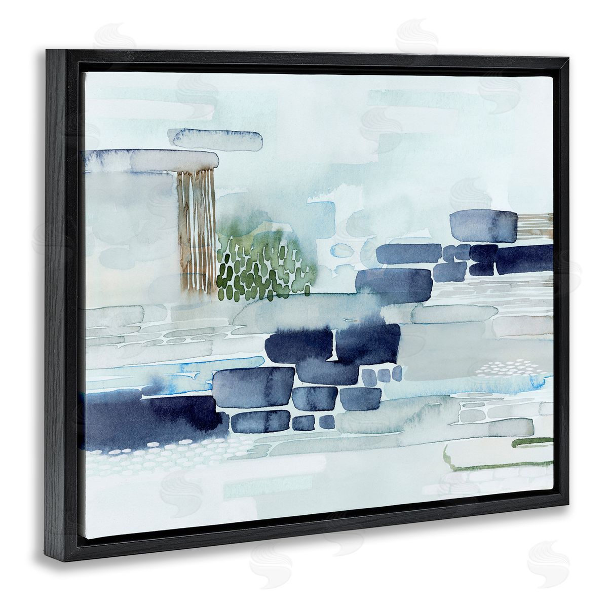 Grace Popp Modern Abstract Coastal Landscape Organic Blocks Black Floater Frame Canvas Art