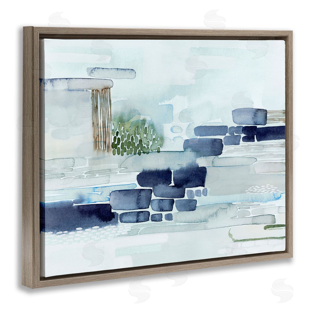 Grace Popp Modern Abstract Coastal Landscape Organic Blocks Brown Floater Frame Canvas Art