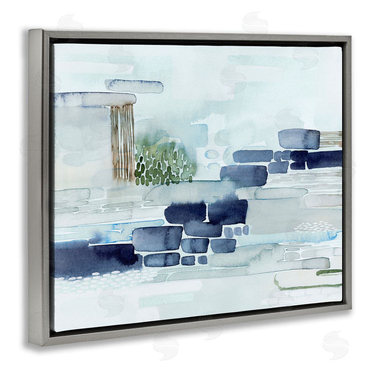 Grace Popp Modern Abstract Coastal Landscape Organic Blocks Gray Floater Frame Canvas Art