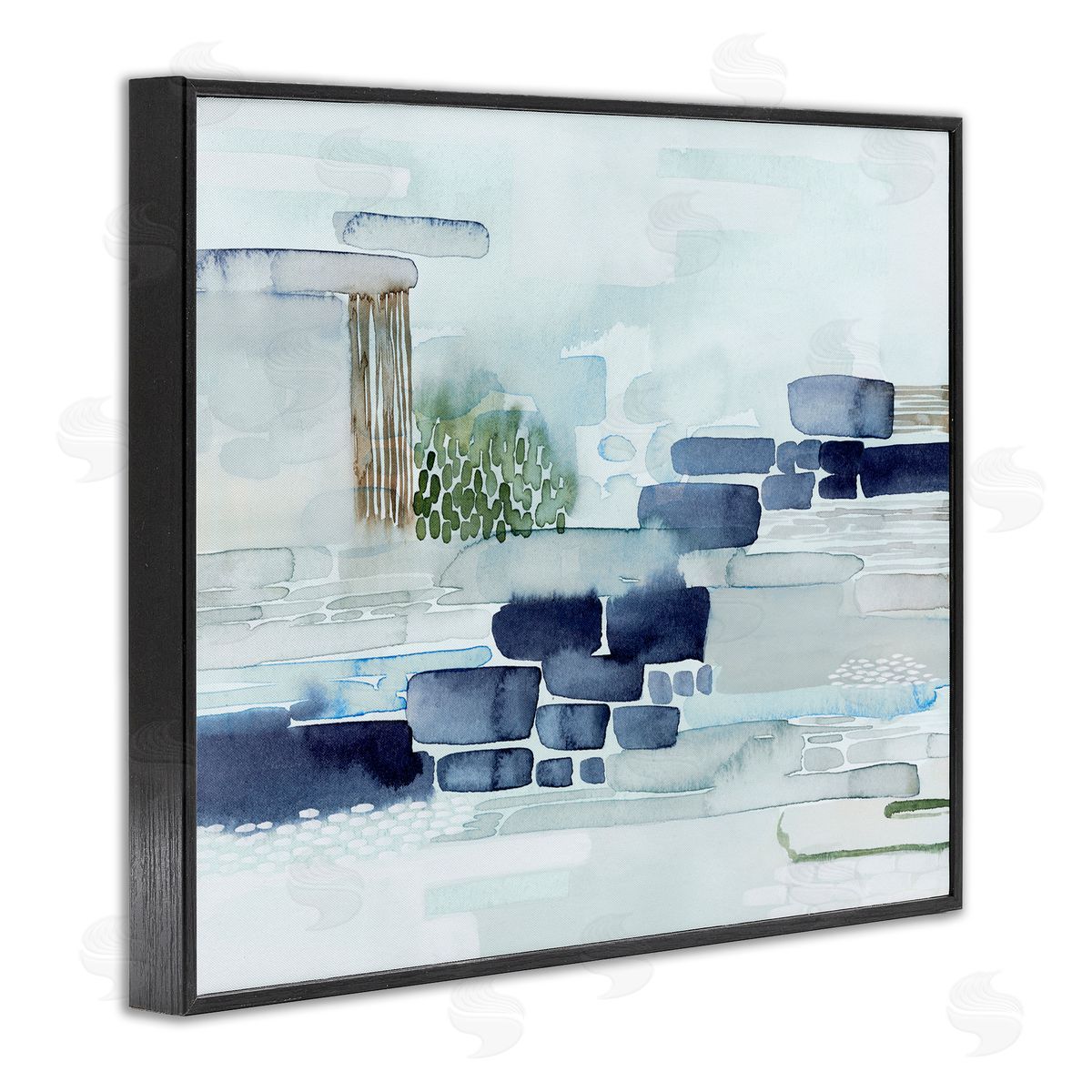 Grace Popp Modern Abstract Coastal Landscape Organic Blocks Black Framed Giclee Wall Art