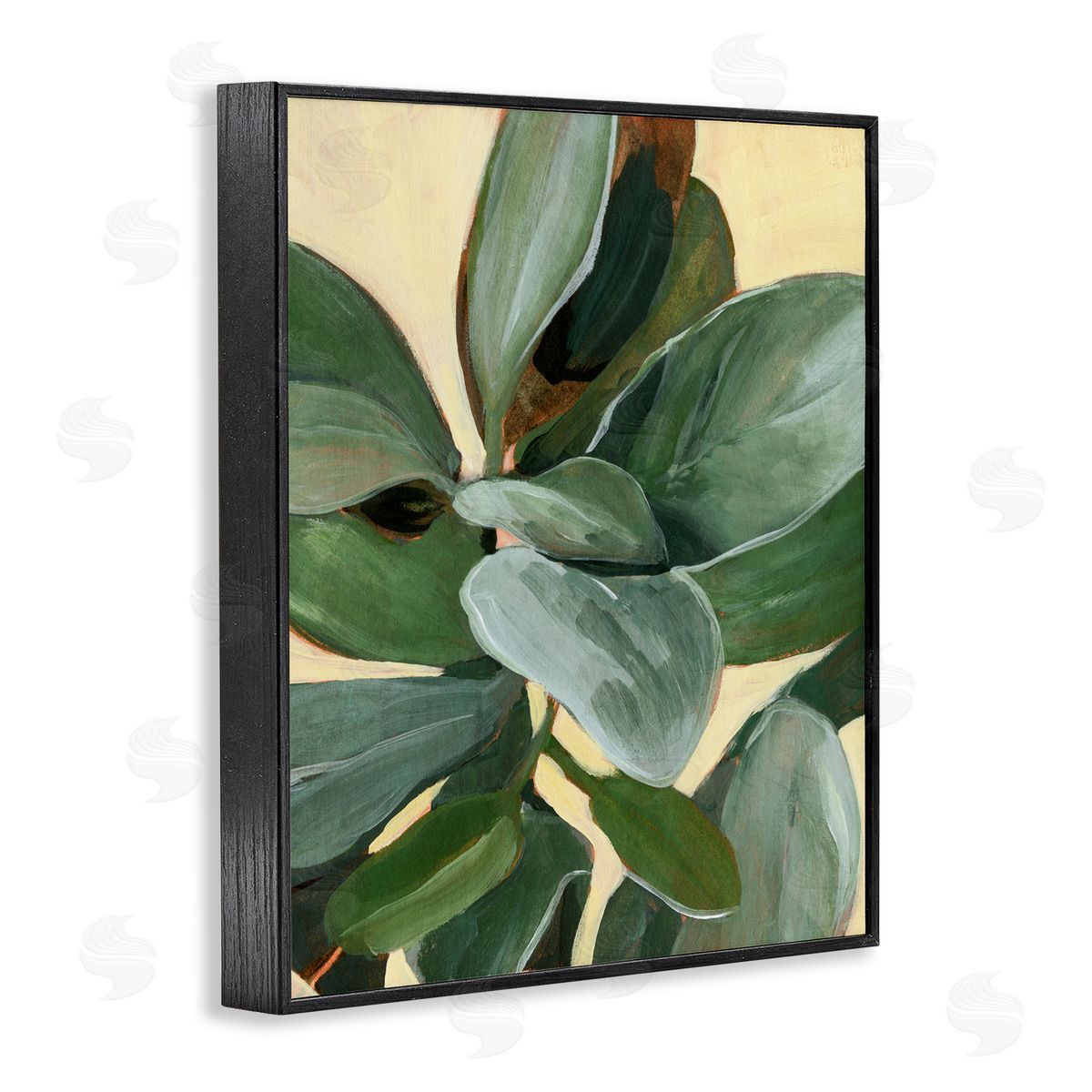 Annie Warren Potted Plant Study Full Green Leaves Black Framed Giclee Wall Art