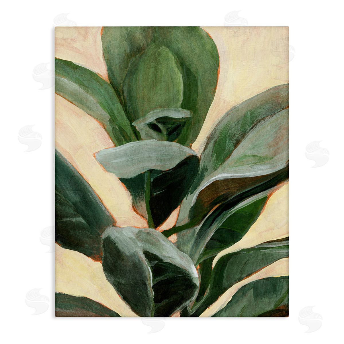 Annie Warren Plant in Pot Study Curved Green Branches Canvas Wall Art