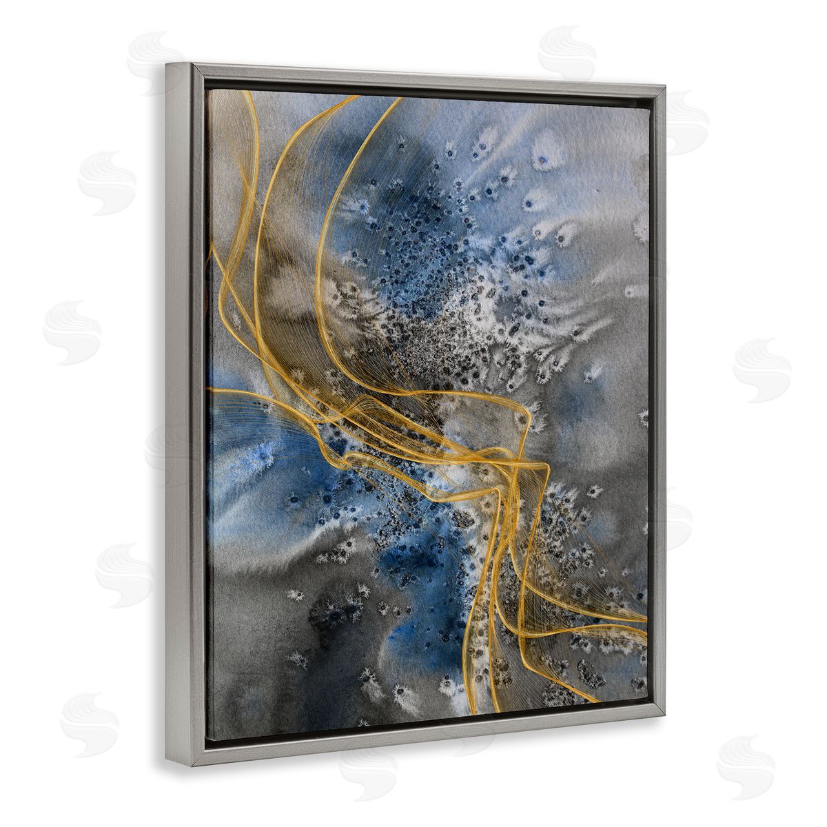 Irena Orlov Coastal Shore Inspired Abstract Design Blue Gray  Gray Floater Frame Canvas Art