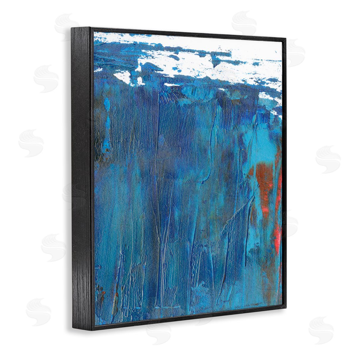 Melissa Wang Sea Wave Inspired Abstract Design Blue Red Black Framed Giclee Wall Art
