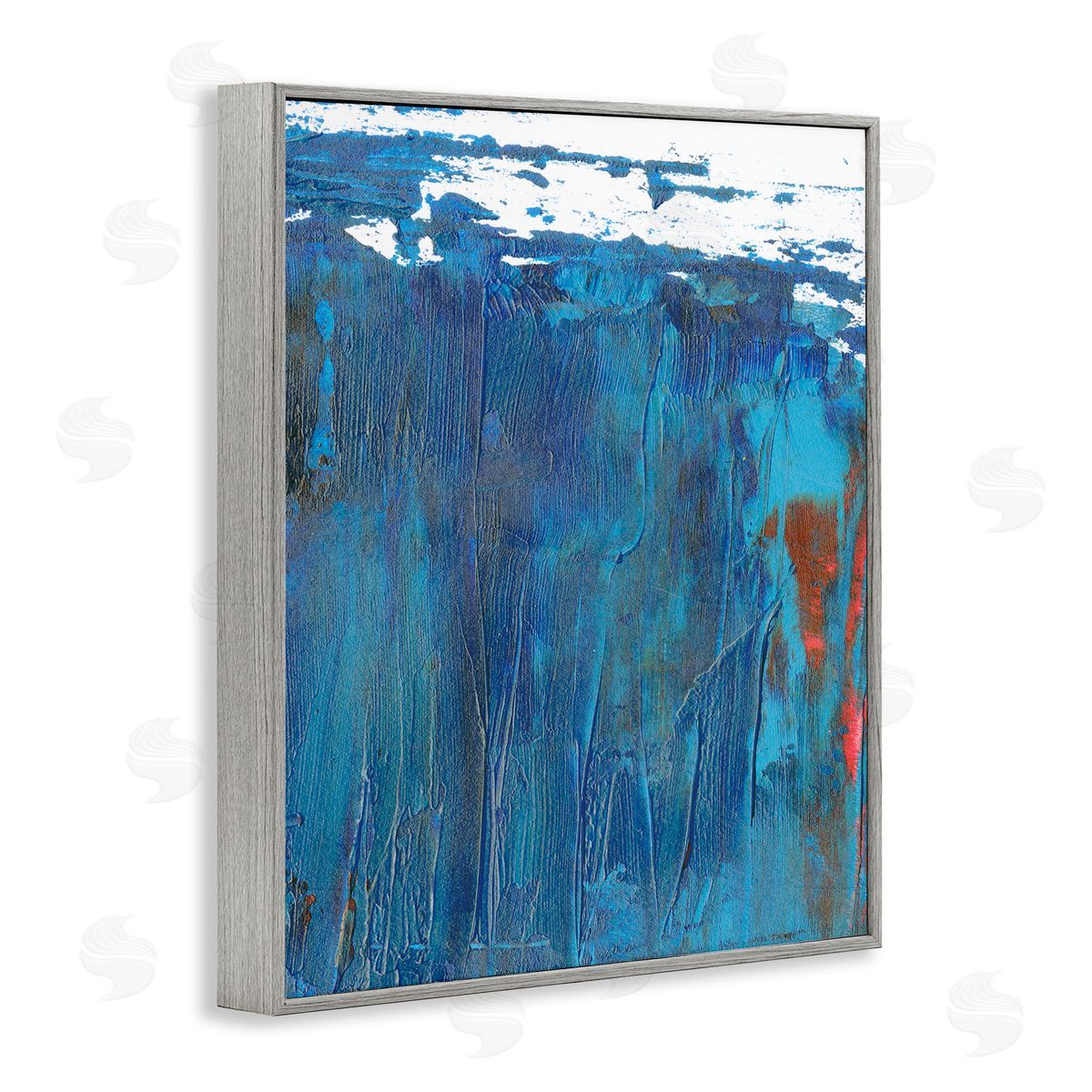 Melissa Wang Sea Wave Inspired Abstract Design Blue Red Gray Framed Giclee Wall Art