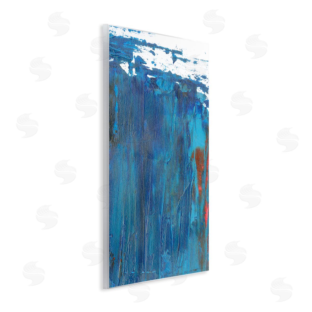Melissa Wang Sea Wave Inspired Abstract Design Blue Red Wall Plaque Art