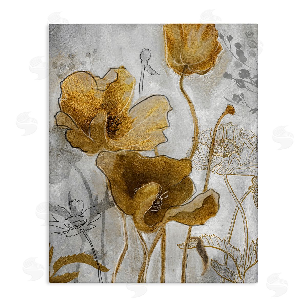 Studio W Golden Poppy Field Abstract Floral Illustration Canvas Wall Art