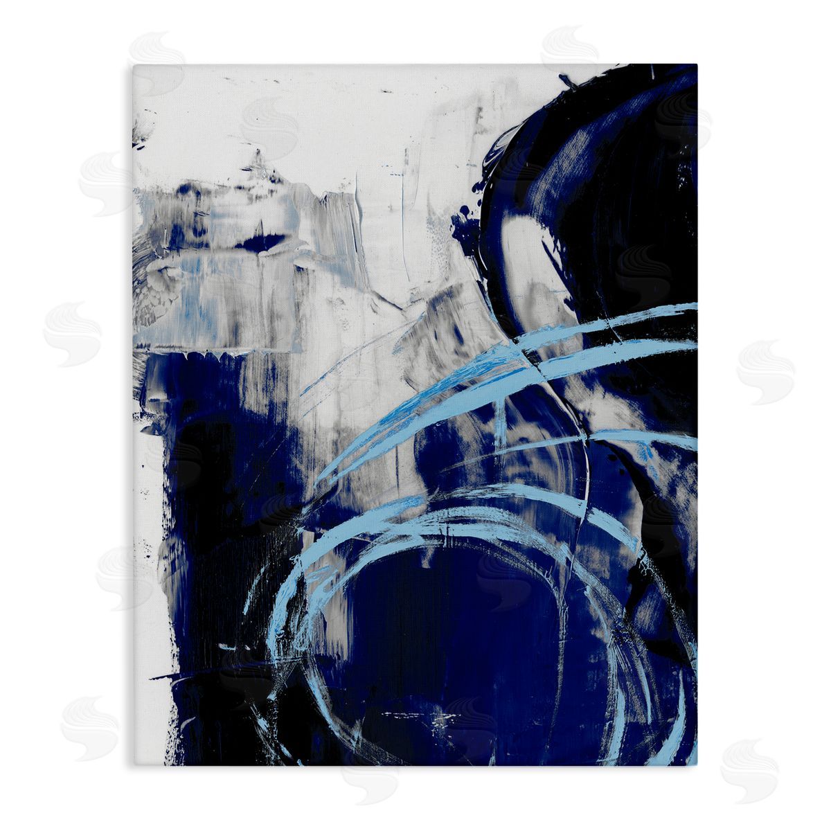 Ethan Harper Chaotic Blue Movements Indigo Abstract Design Canvas Wall Art