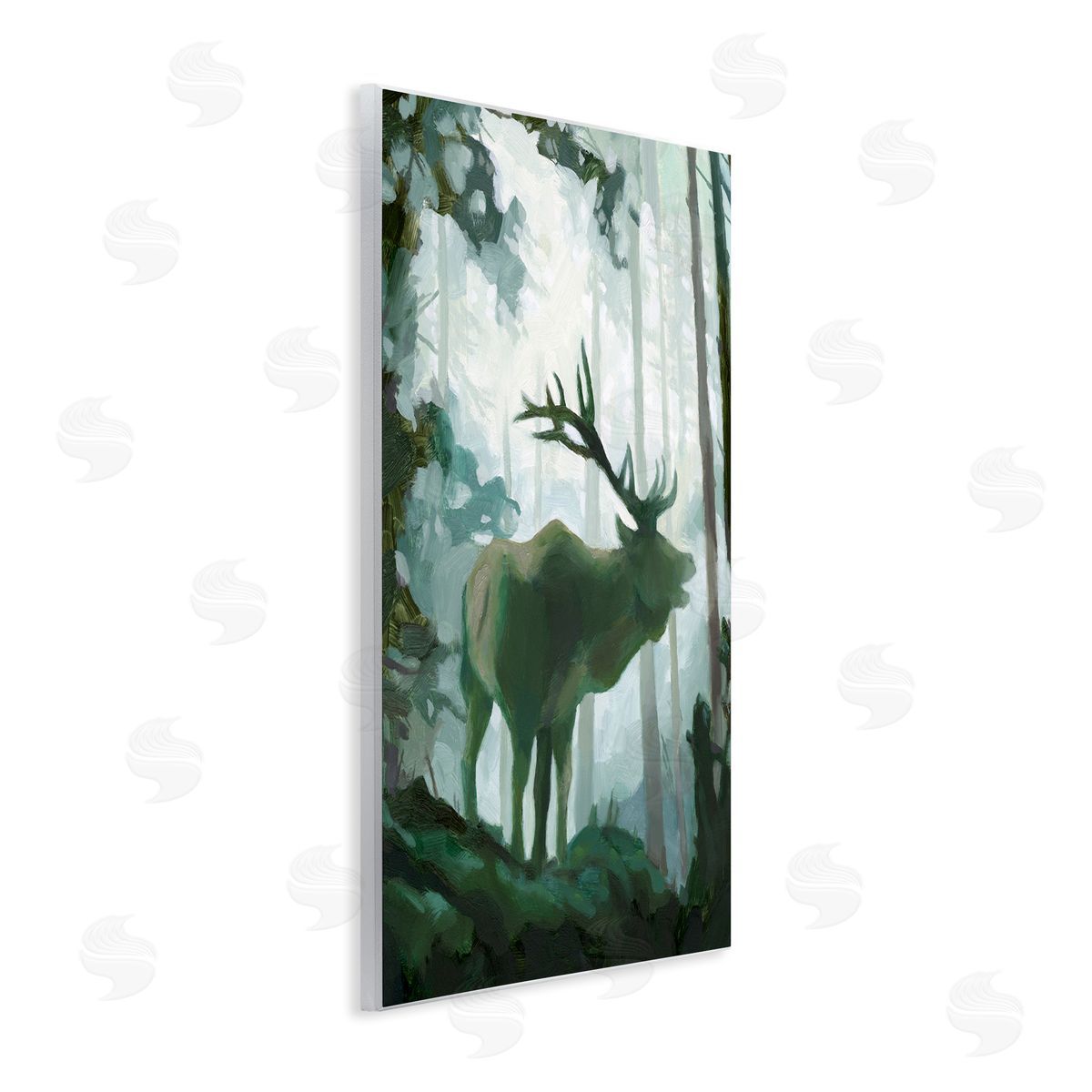 Jacob Green Elk Wilderness Silhouette Deep Green Forest Animal Wall Plaque Art