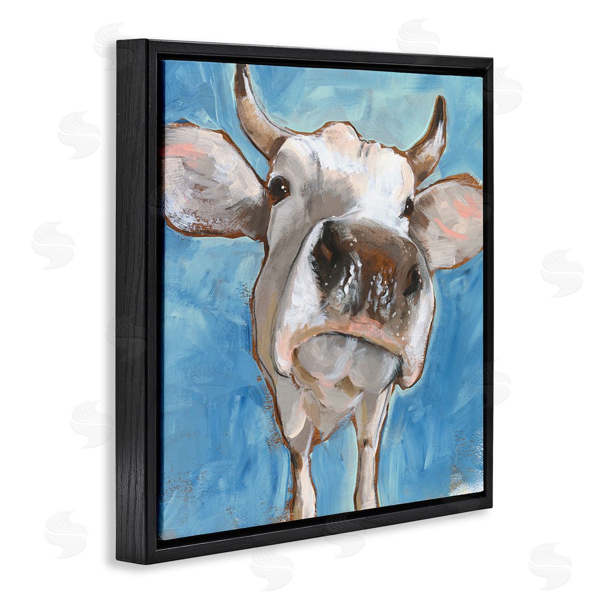 Jennifer Paxton Parker Close Up White Cattle Farm Animal Portrait Black Floater Frame Canvas Art