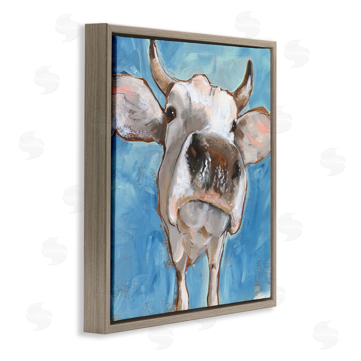 Jennifer Paxton Parker Close Up White Cattle Farm Animal Portrait Brown Floater Frame Canvas Art