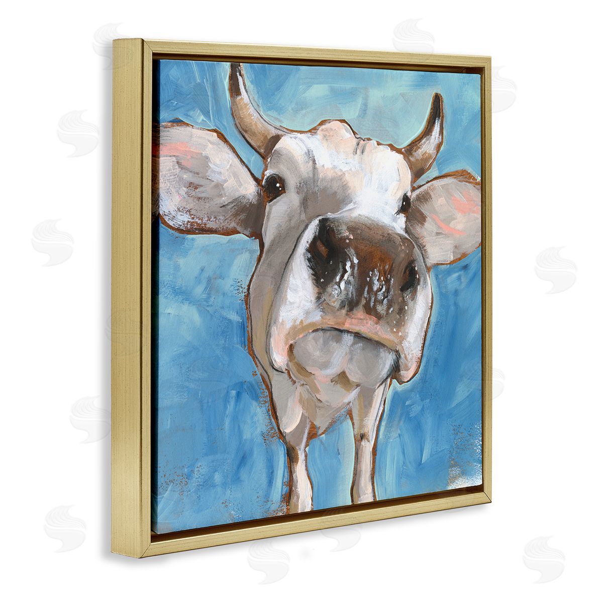 Jennifer Paxton Parker Close Up White Cattle Farm Animal Portrait Gold Floater Frame Canvas Art