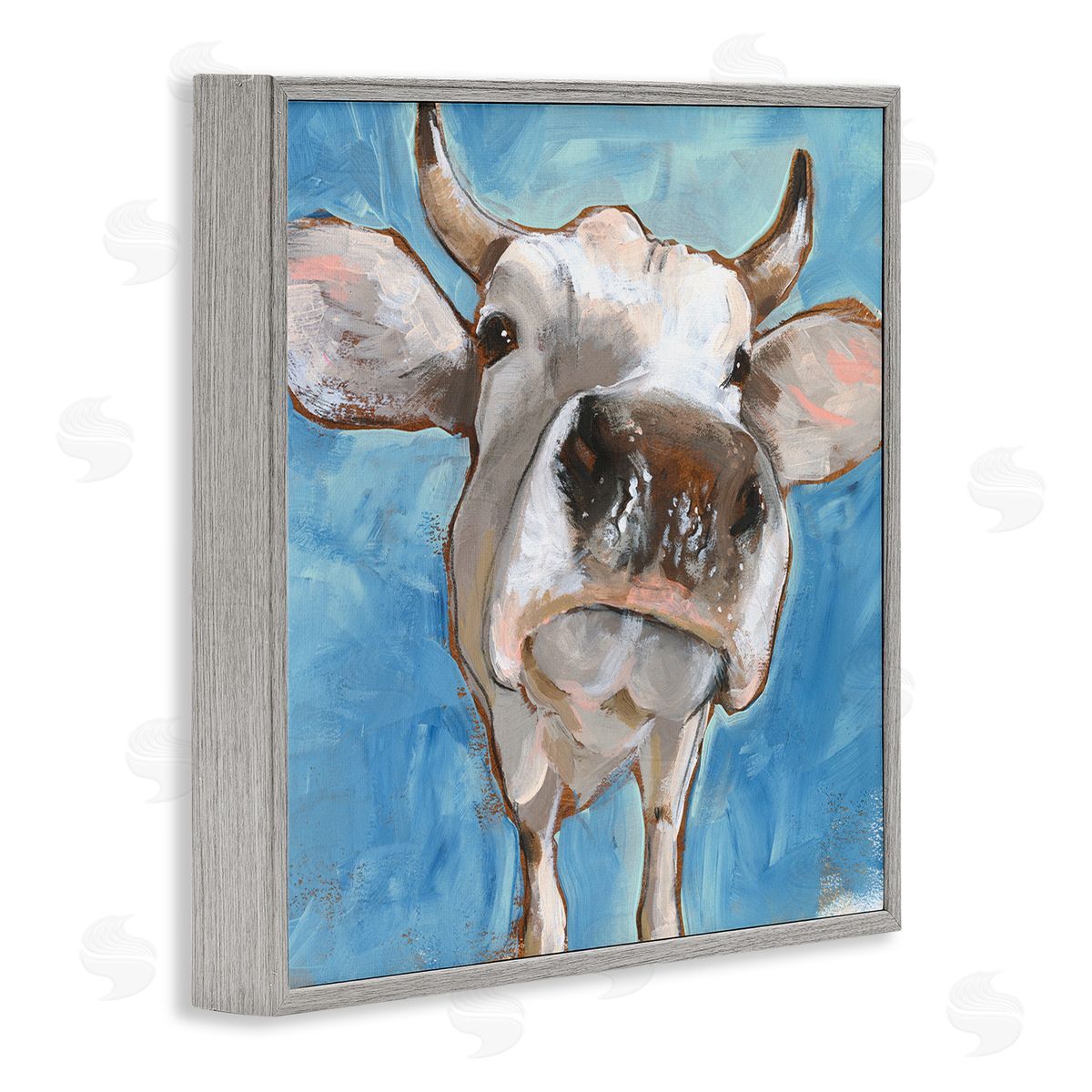 Jennifer Paxton Parker Close Up White Cattle Farm Animal Portrait Gray Framed Giclee Wall Art