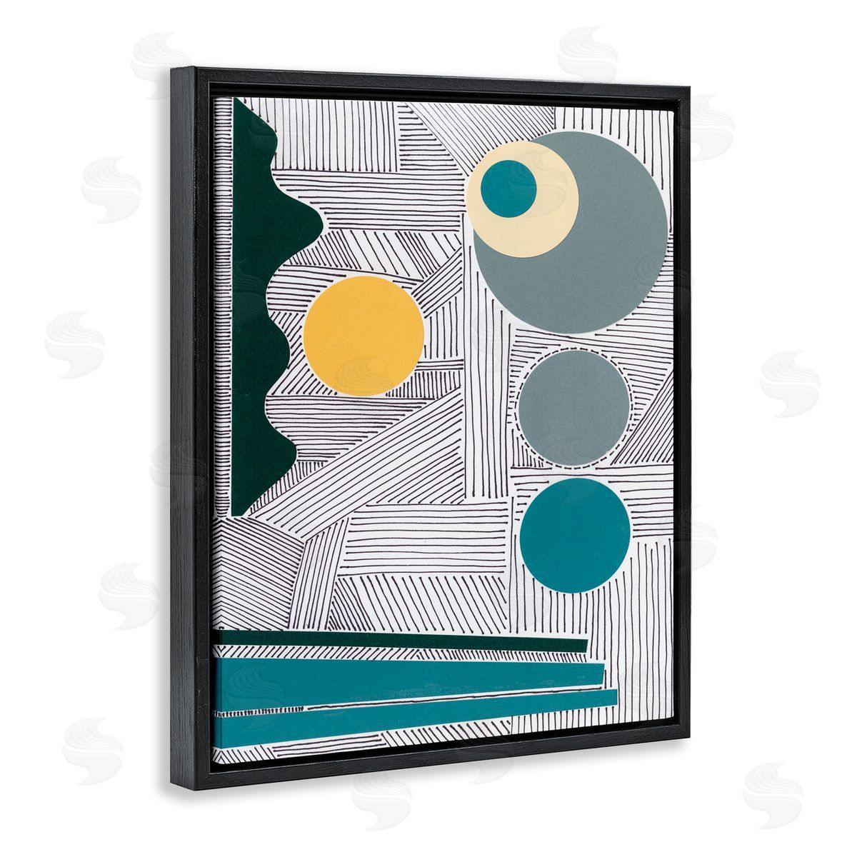 Regina Moore Geometric and Line Abstraction Modern Circular Shapes Black Floater Frame Canvas Art