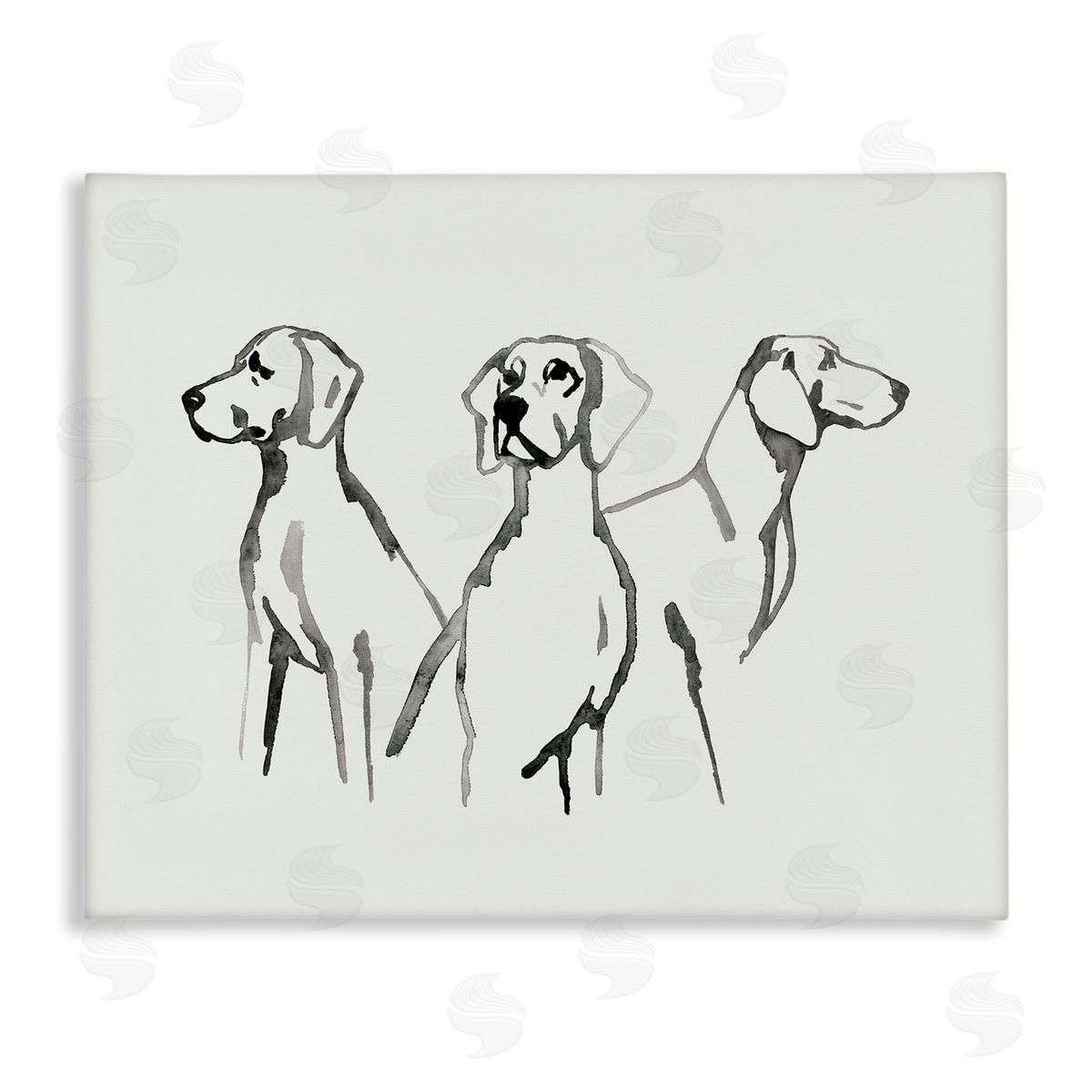Grace Popp Trio of Dogs Minimal Black Grey Pet Sketch Canvas Wall Art