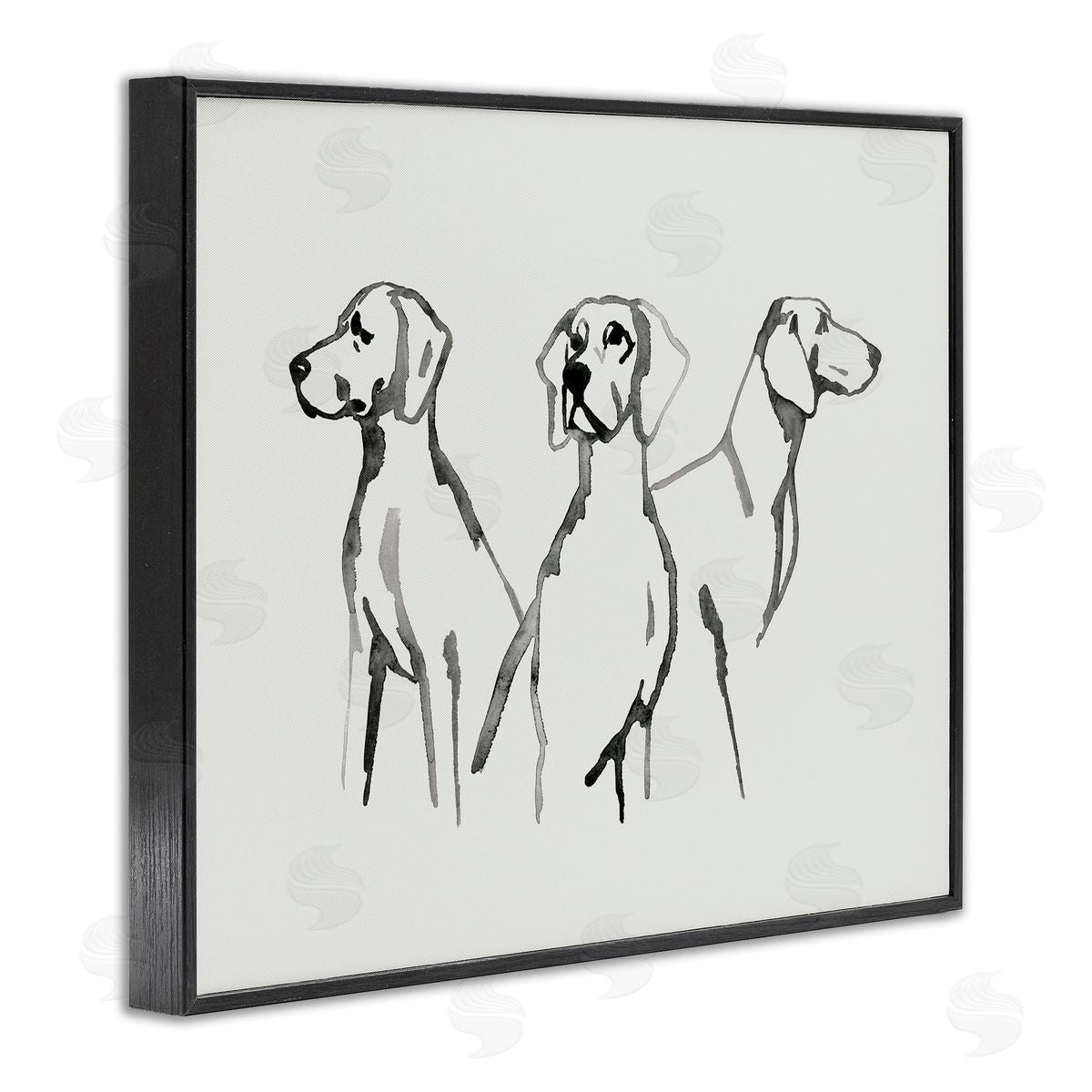 Grace Popp Trio of Dogs Minimal Black Grey Pet Sketch Black Framed Giclee Wall Art
