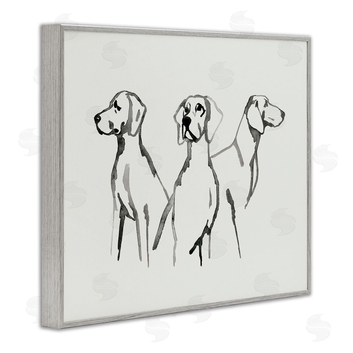 Grace Popp Trio of Dogs Minimal Black Grey Pet Sketch Gray Framed Giclee Wall Art