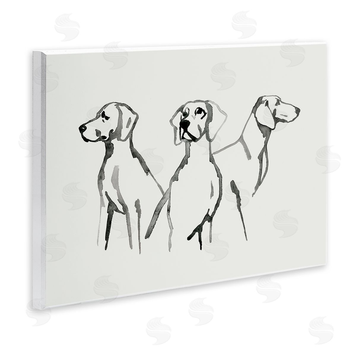 Grace Popp Trio of Dogs Minimal Black Grey Pet Sketch Wall Plaque Art