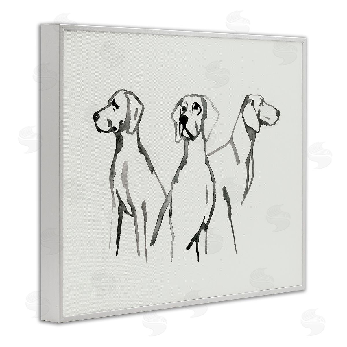 Grace Popp Trio of Dogs Minimal Black Grey Pet Sketch White Framed Giclee Wall Art