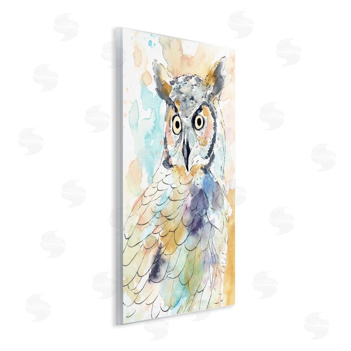 Annie Warren Majestic Owl Portrait Bird Watercolor Design Wall Plaque Art