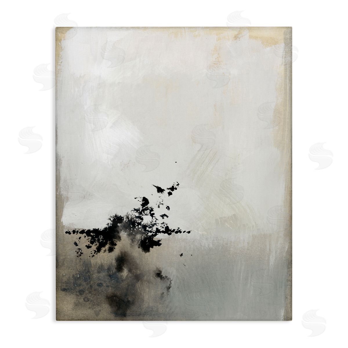 Victoria Barnes Minimal Neutral Abstract Painting Black Splatter Canvas Wall Art