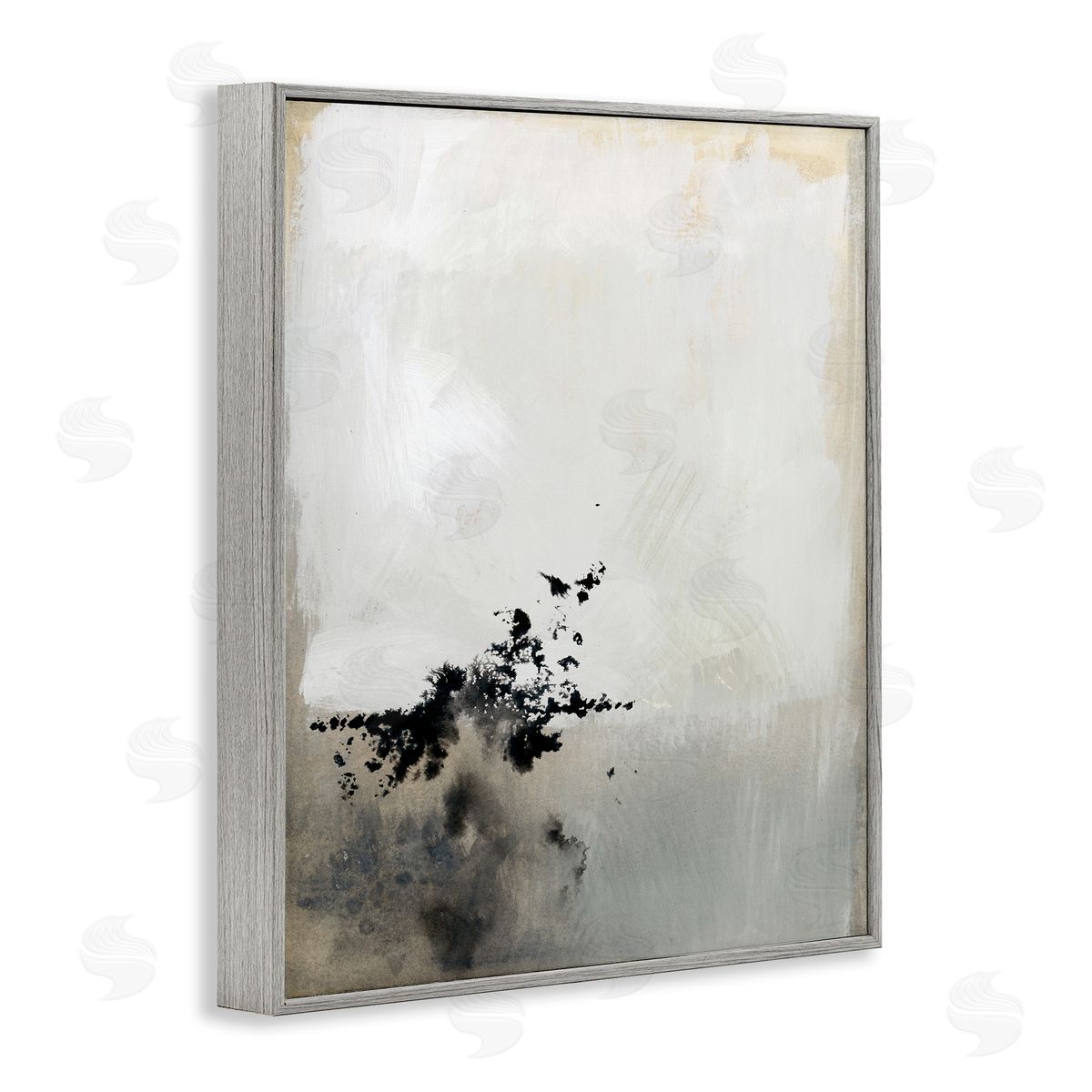 Victoria Barnes Minimal Neutral Abstract Painting Black Splatter Gray Framed Giclee Wall Art
