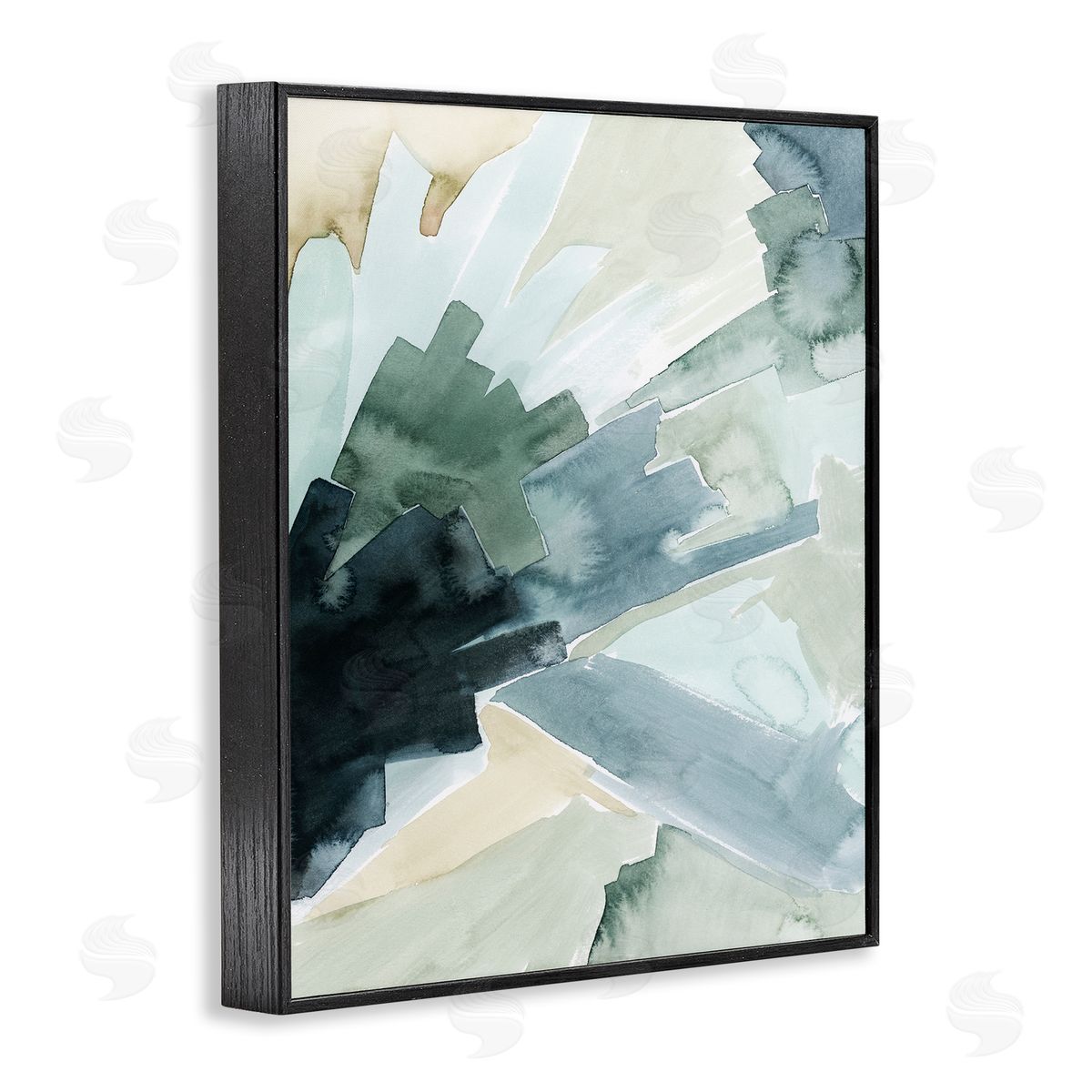 Grace Popp Tree Shadow Abstract Landscape Painting Green Blue Black Framed Giclee Wall Art