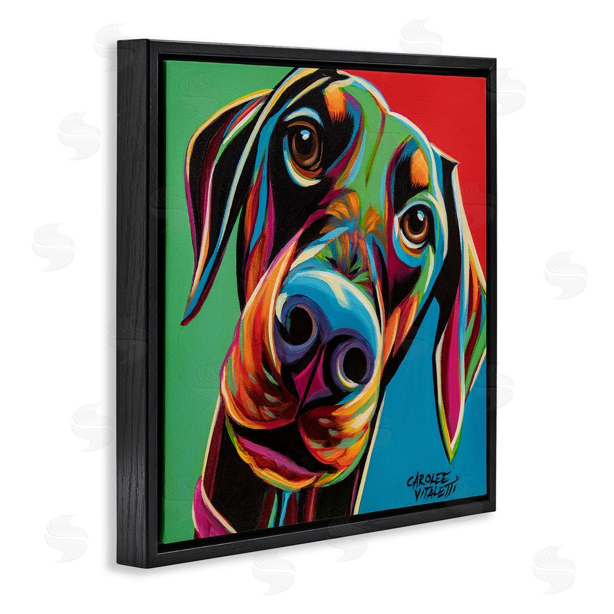 Carolee Vitaletti Chroma Pop Puppy Labrador Dog Nose Black Floater Frame Canvas Art