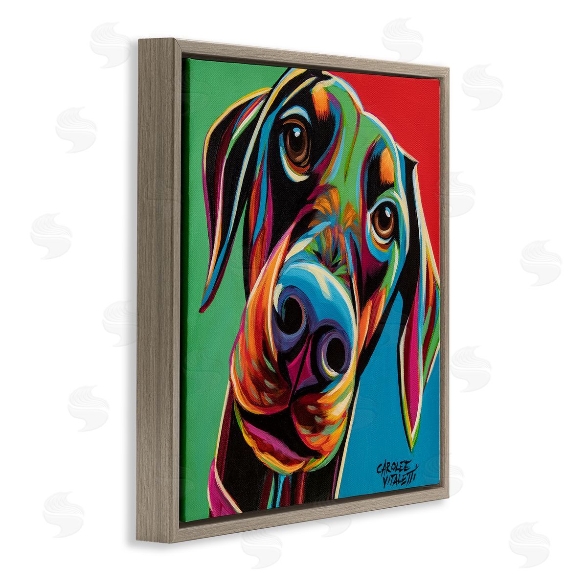 Carolee Vitaletti Chroma Pop Puppy Labrador Dog Nose Brown Floater Frame Canvas Art