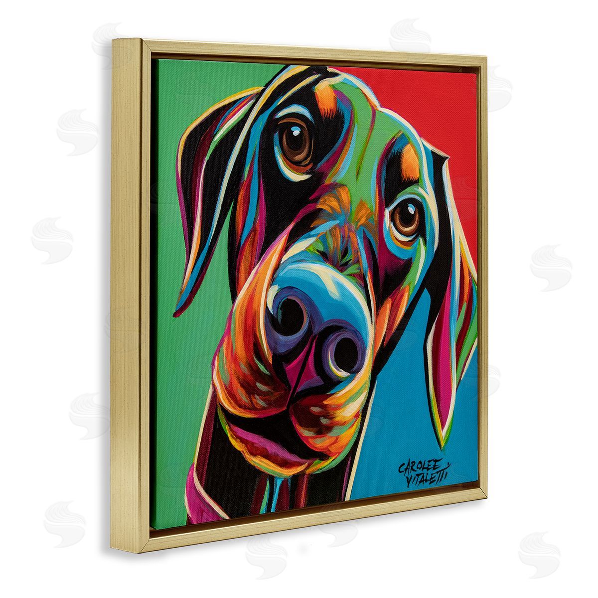 Carolee Vitaletti Chroma Pop Puppy Labrador Dog Nose Gold Floater Frame Canvas Art