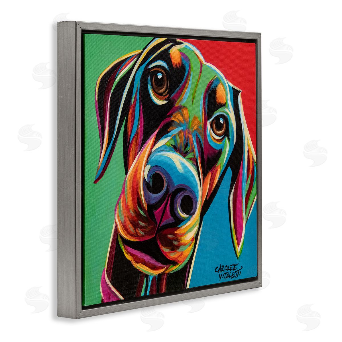 Carolee Vitaletti Chroma Pop Puppy Labrador Dog Nose Gray Floater Frame Canvas Art