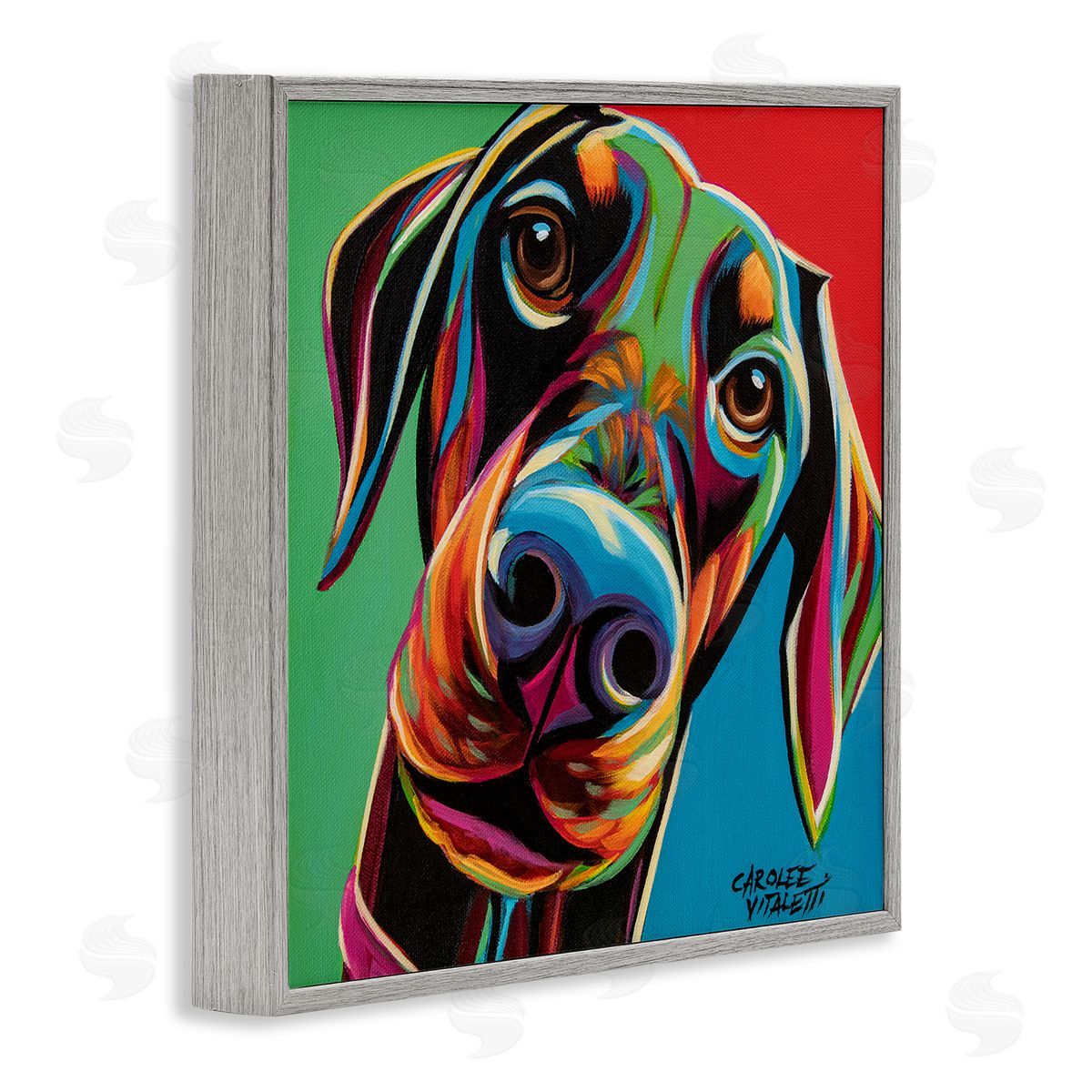 Carolee Vitaletti Chroma Pop Puppy Labrador Dog Nose Gray Framed Giclee Wall Art