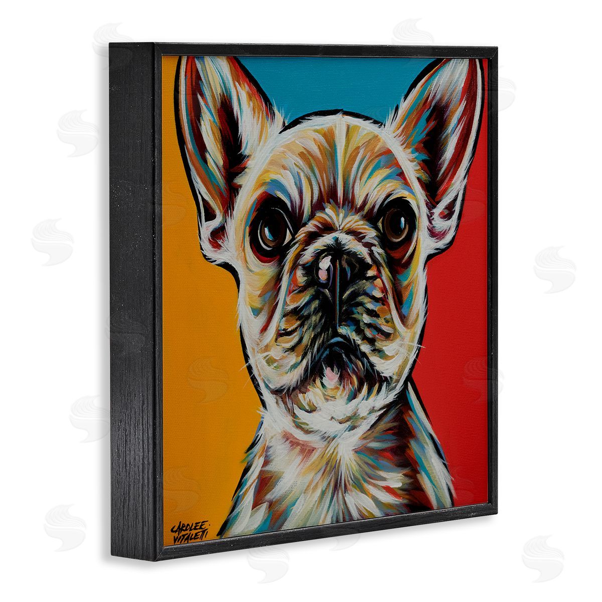 Carolee Vitaletti Chroma Style Dog Small Puppy Red Yellow Blue Pop Black Framed Giclee Wall Art