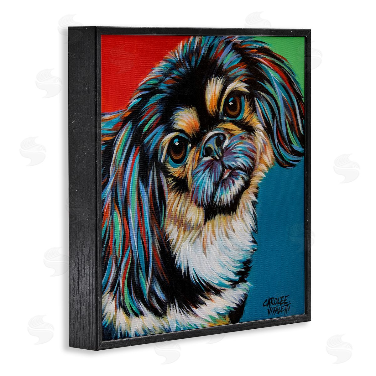 Carolee Vitaletti Spaniel Dog Portrait Chroma Pop Red Yellow Green Black Framed Giclee Wall Art