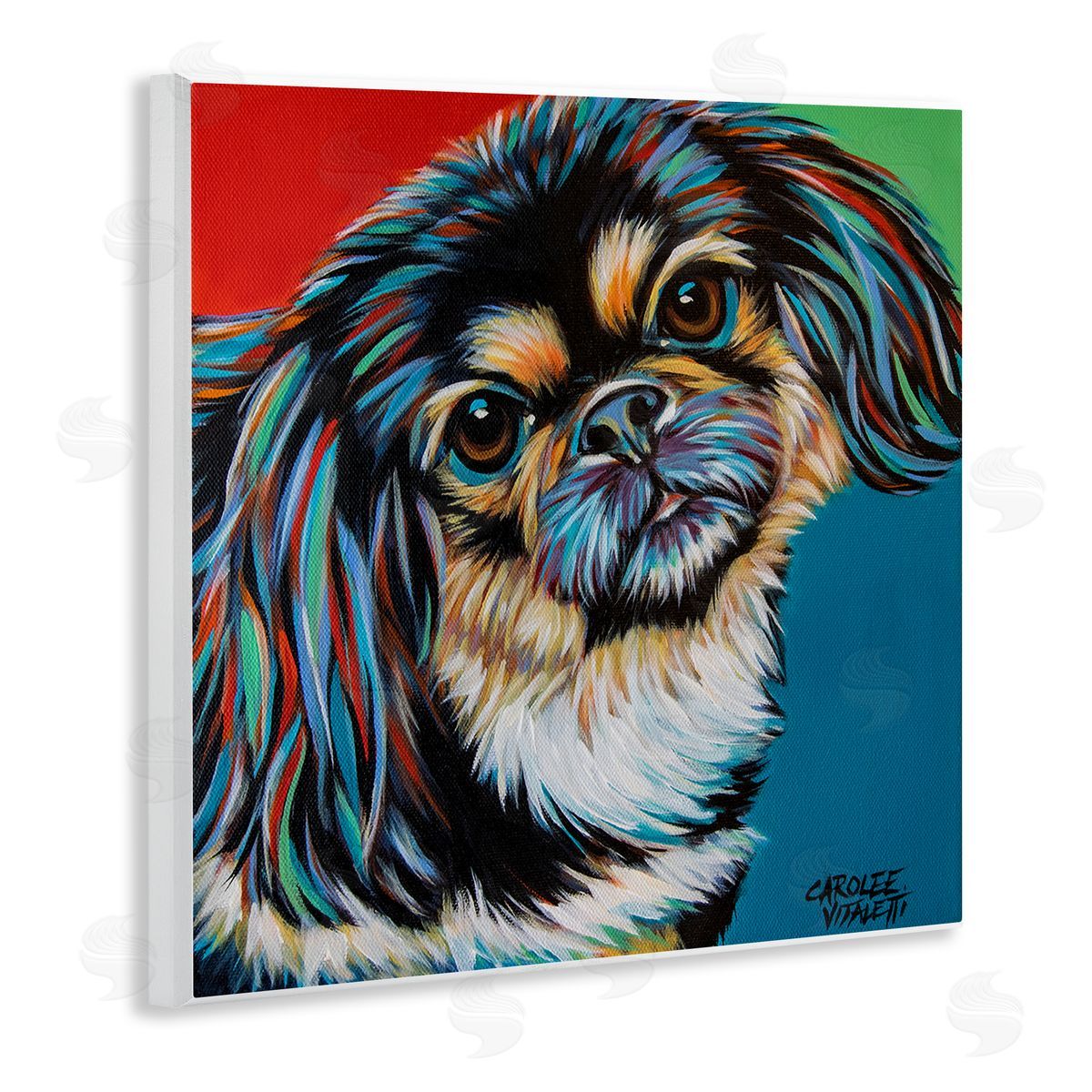 Carolee Vitaletti Spaniel Dog Portrait Chroma Pop Red Yellow Green Wall Plaque Art