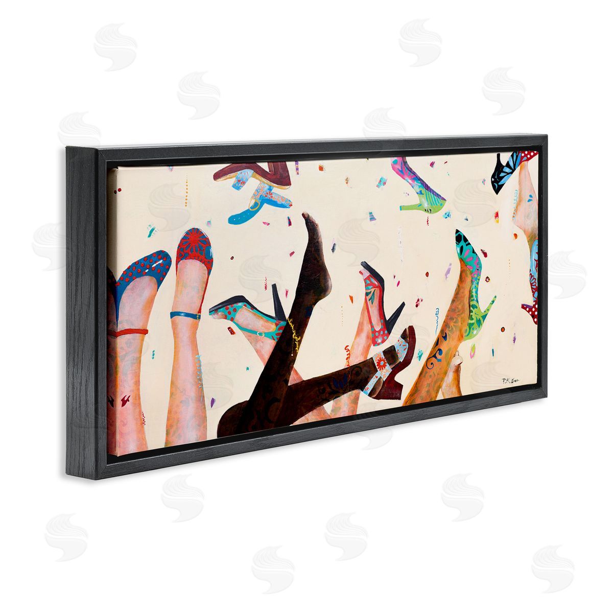 Pamela K. Beer Feet Throwing Heels Female Fashion Fun Black Floater Frame Canvas Art