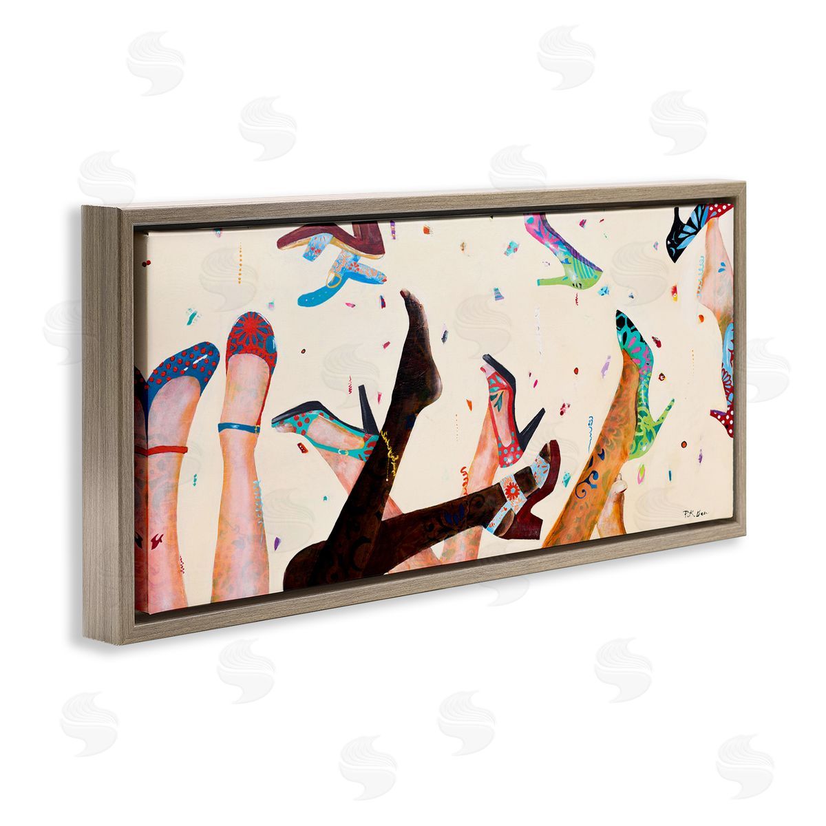 Pamela K. Beer Feet Throwing Heels Female Fashion Fun Brown Floater Frame Canvas Art