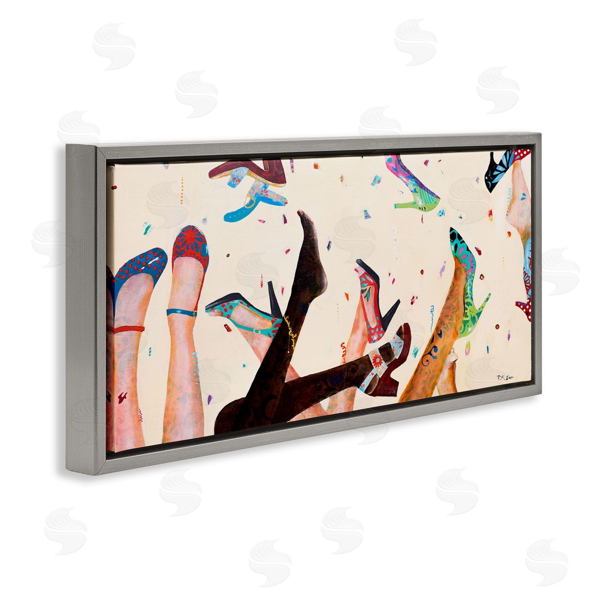 Pamela K. Beer Feet Throwing Heels Female Fashion Fun Gray Floater Frame Canvas Art