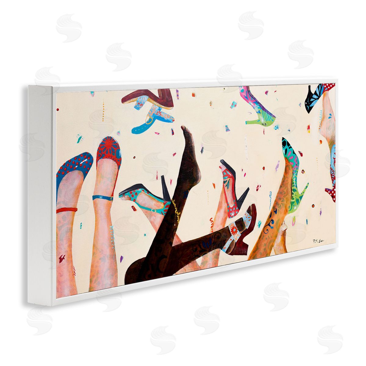 Pamela K. Beer Feet Throwing Heels Female Fashion Fun White Framed Giclee Wall Art
