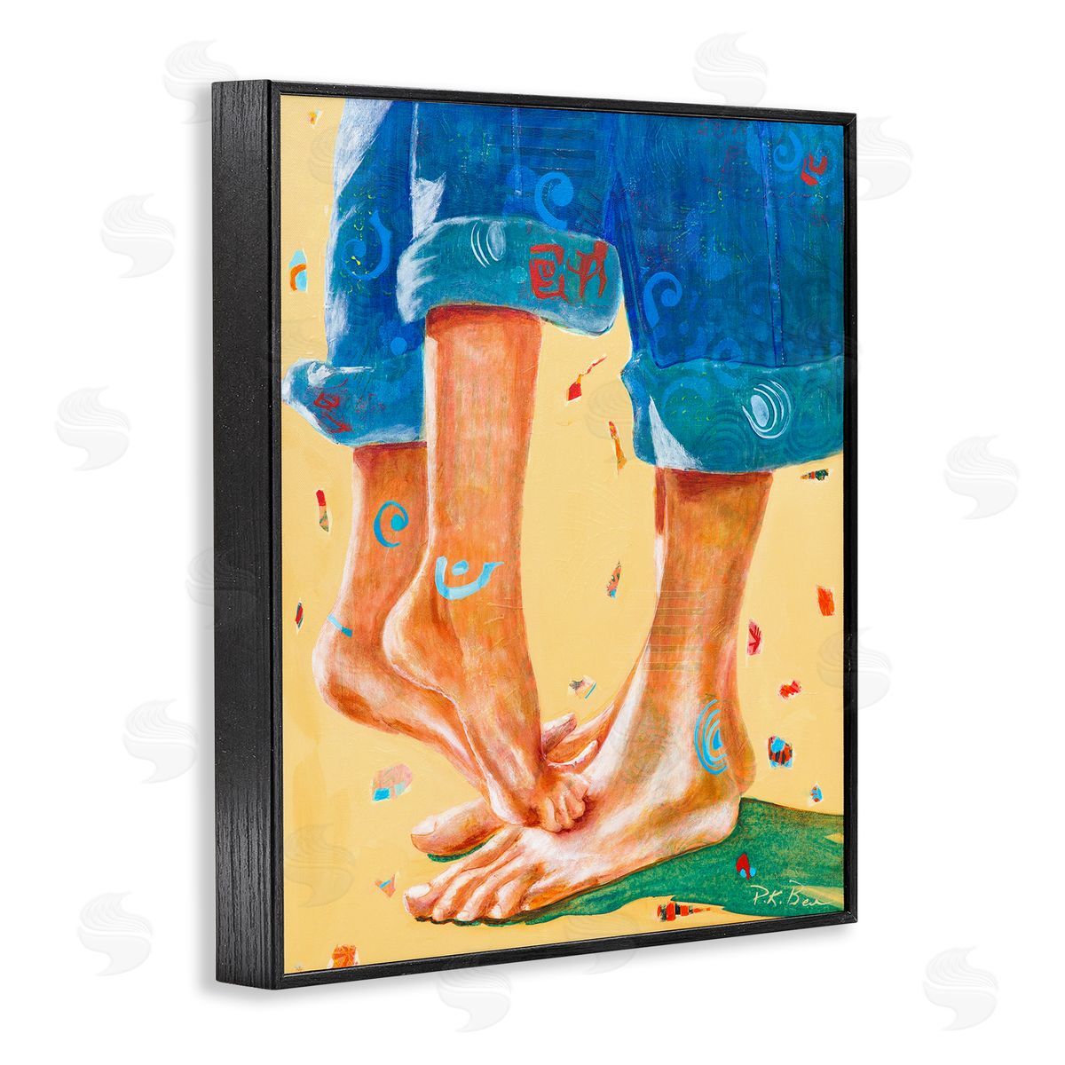Pamela K. Beer Standing On Tiptoes Dancing in Cuffed Jeans Black Framed Giclee Wall Art