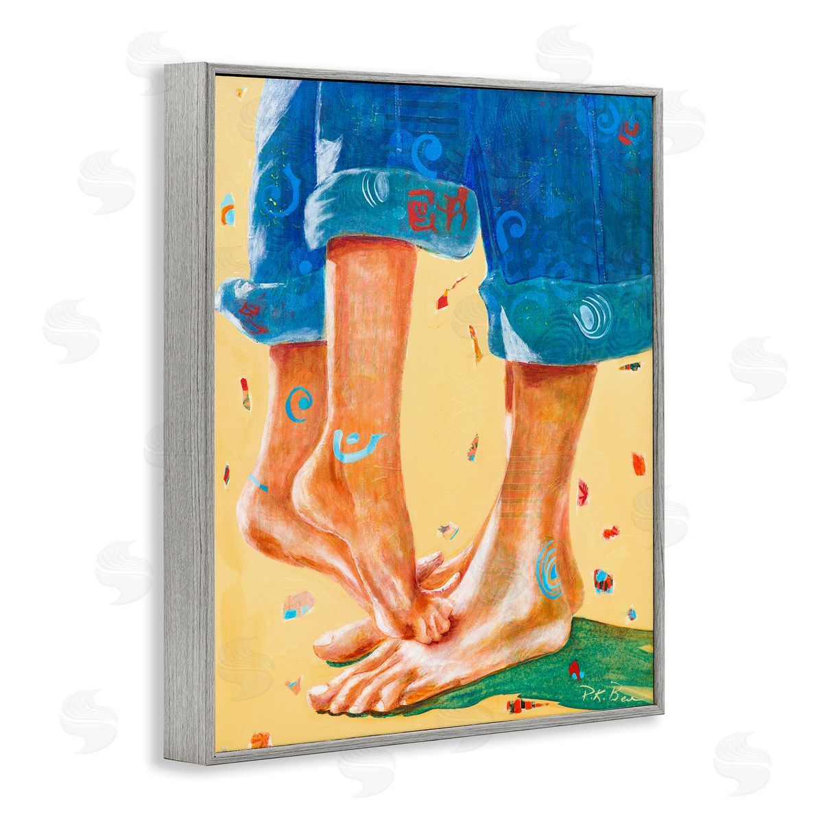 Pamela K. Beer Standing On Tiptoes Dancing in Cuffed Jeans Gray Framed Giclee Wall Art