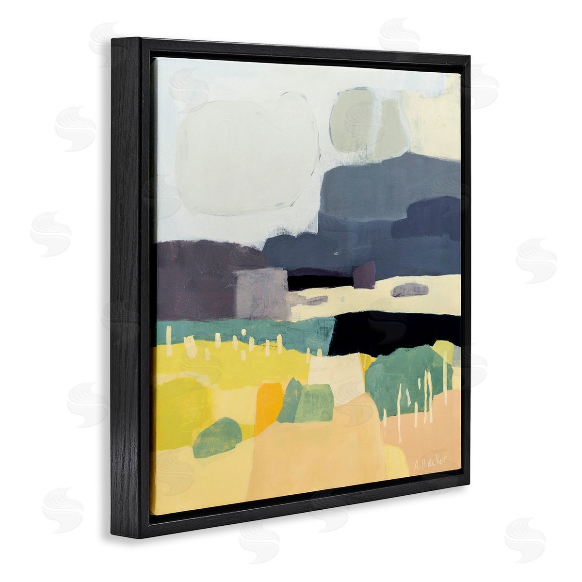 Anne Becker Dessert Afternoon Landscape Expressive Abstract Canyon Black Floater Frame Canvas Art