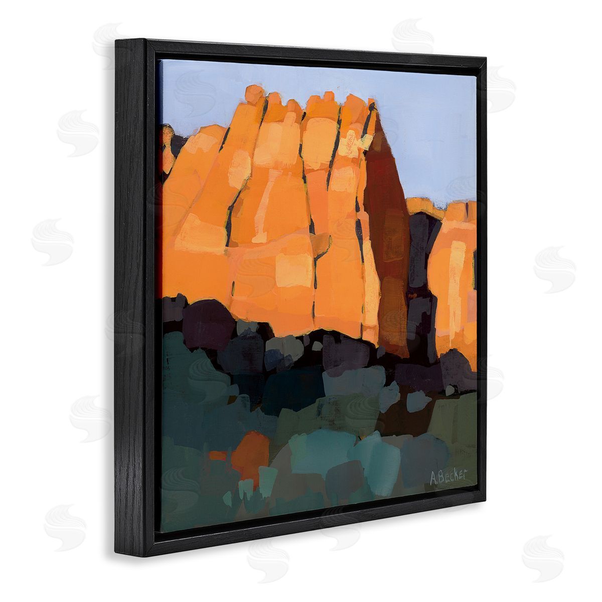 Anne Becker Canyon Side Abstract Landscape Southwestern Mountains Black Floater Frame Canvas Art