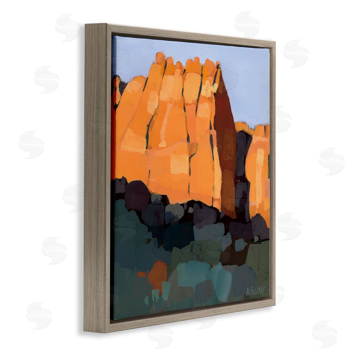 Anne Becker Canyon Side Abstract Landscape Southwestern Mountains Brown Floater Frame Canvas Art