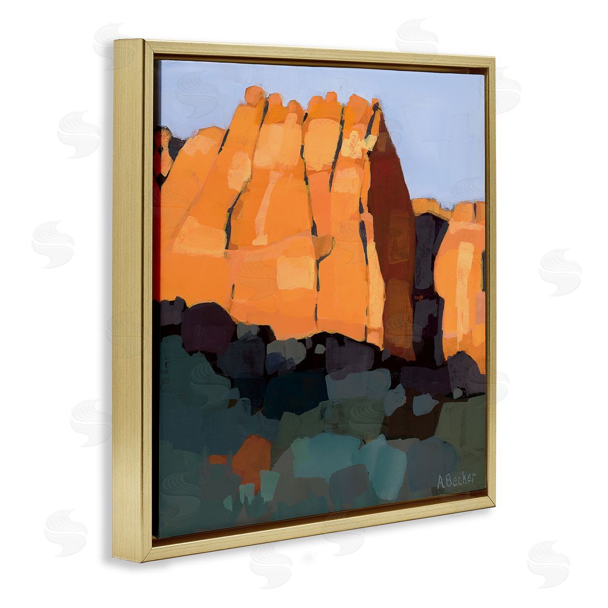 Anne Becker Canyon Side Abstract Landscape Southwestern Mountains Gold Floater Frame Canvas Art