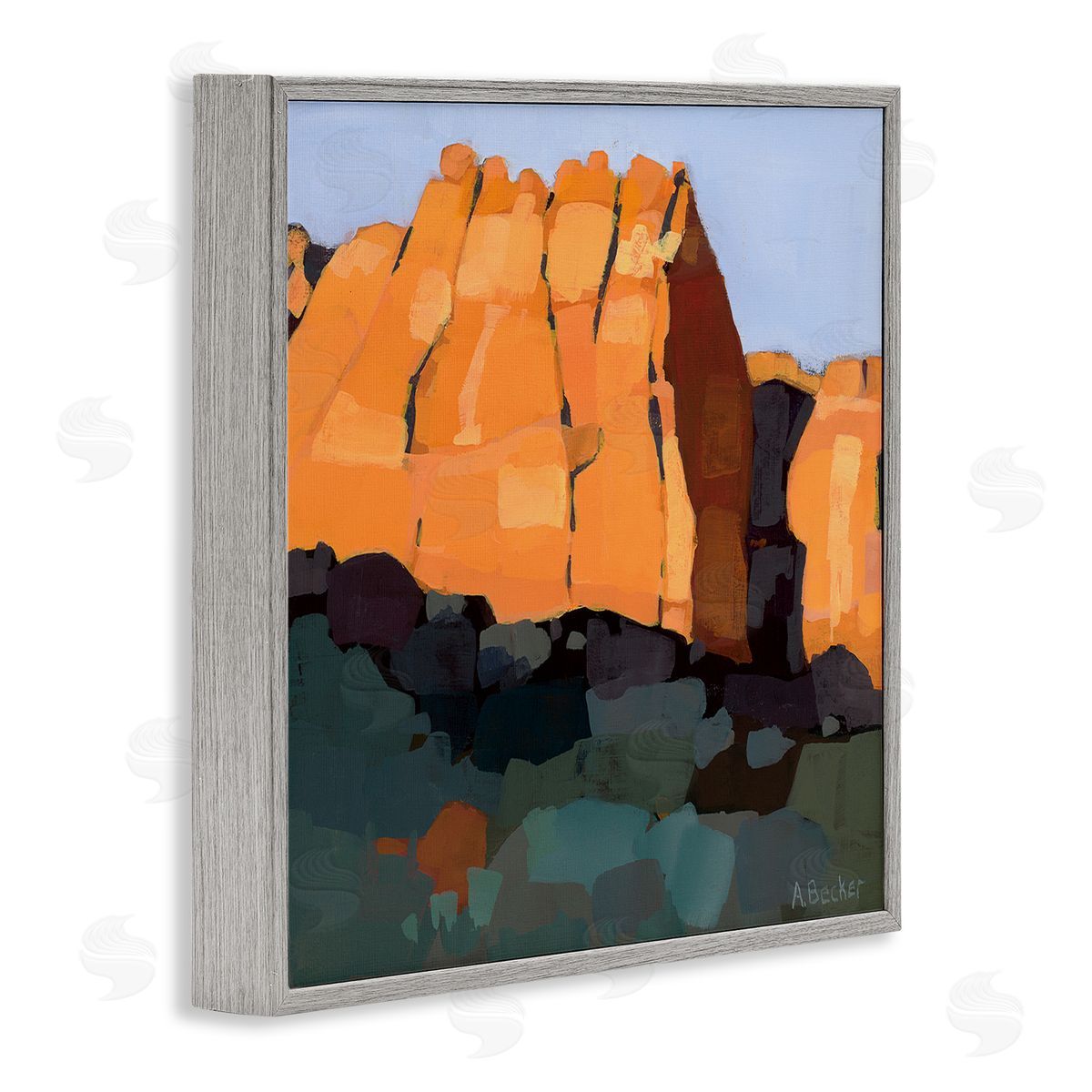 Anne Becker Canyon Side Abstract Landscape Southwestern Mountains Gray Framed Giclee Wall Art